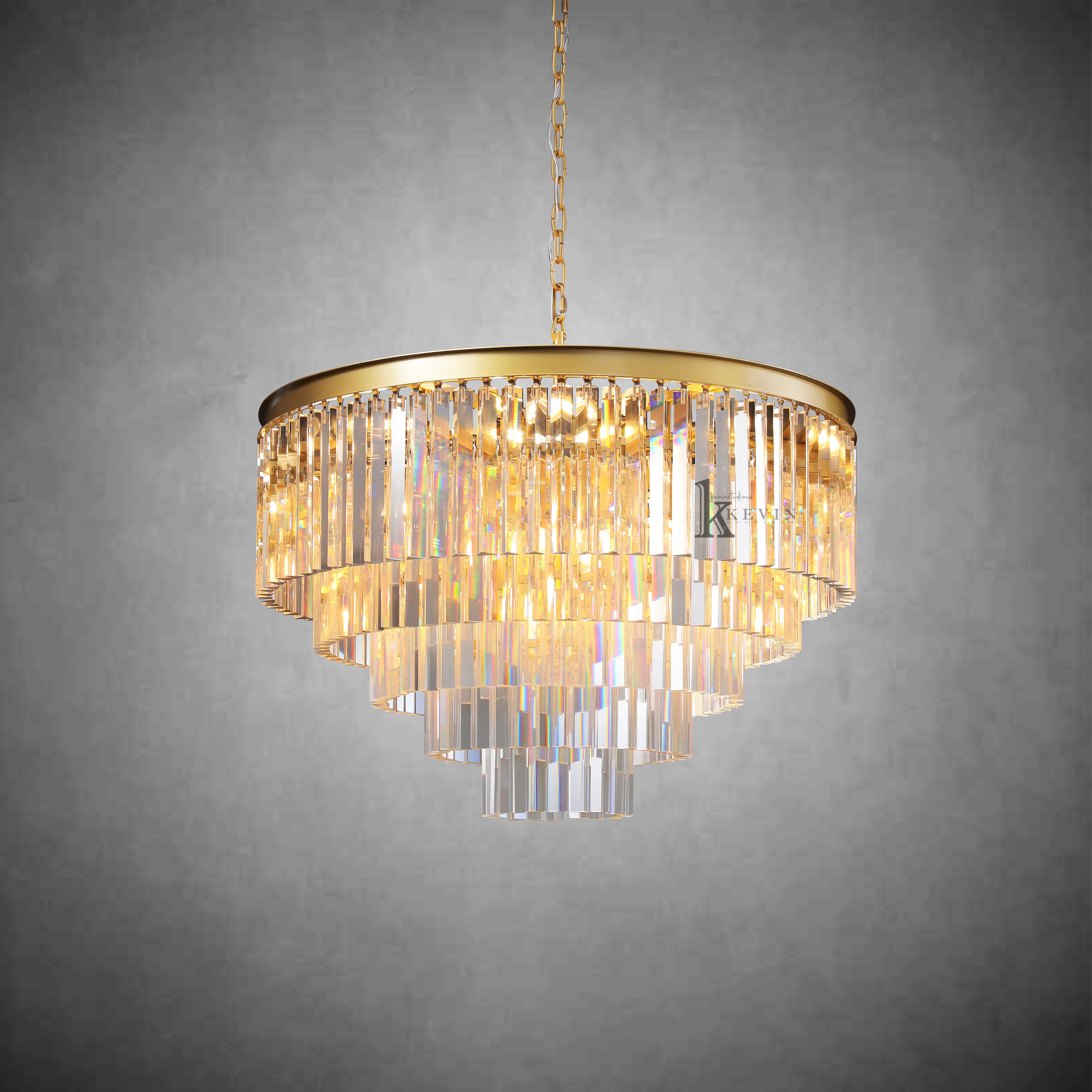 Zestra 3-Layer Crystal Round Chandelier
