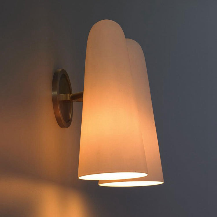 Lydia White Ceram Double Shade Wall Sconce Herman Lighting