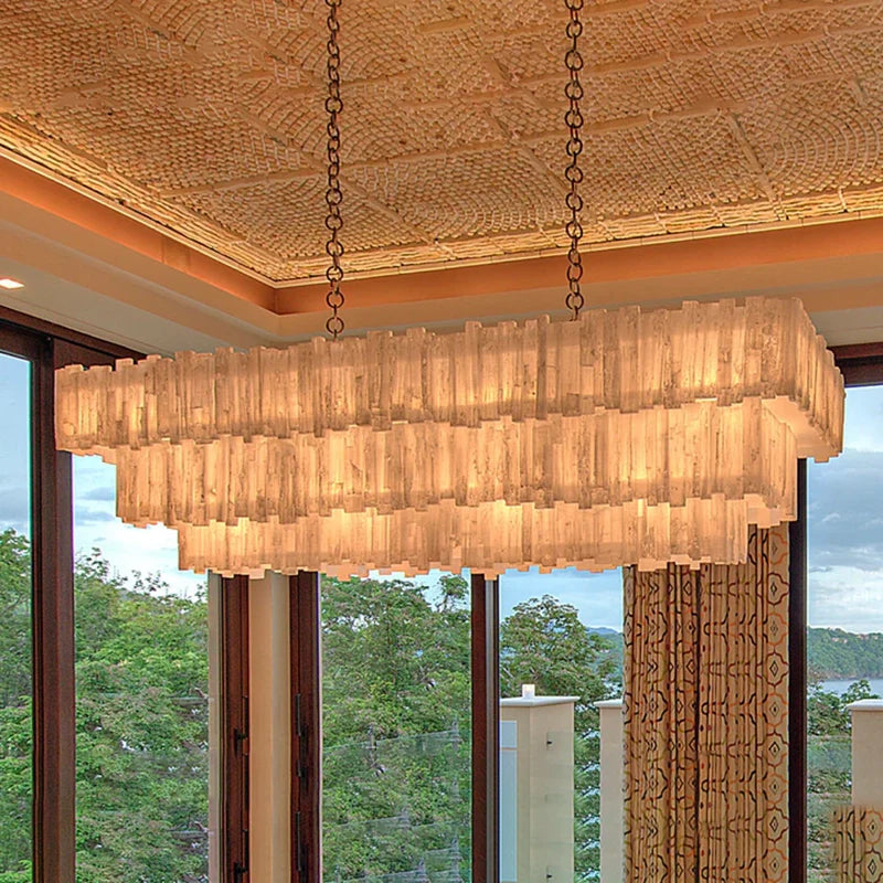 Selonite Rectangular Multi-Tier Chandelier