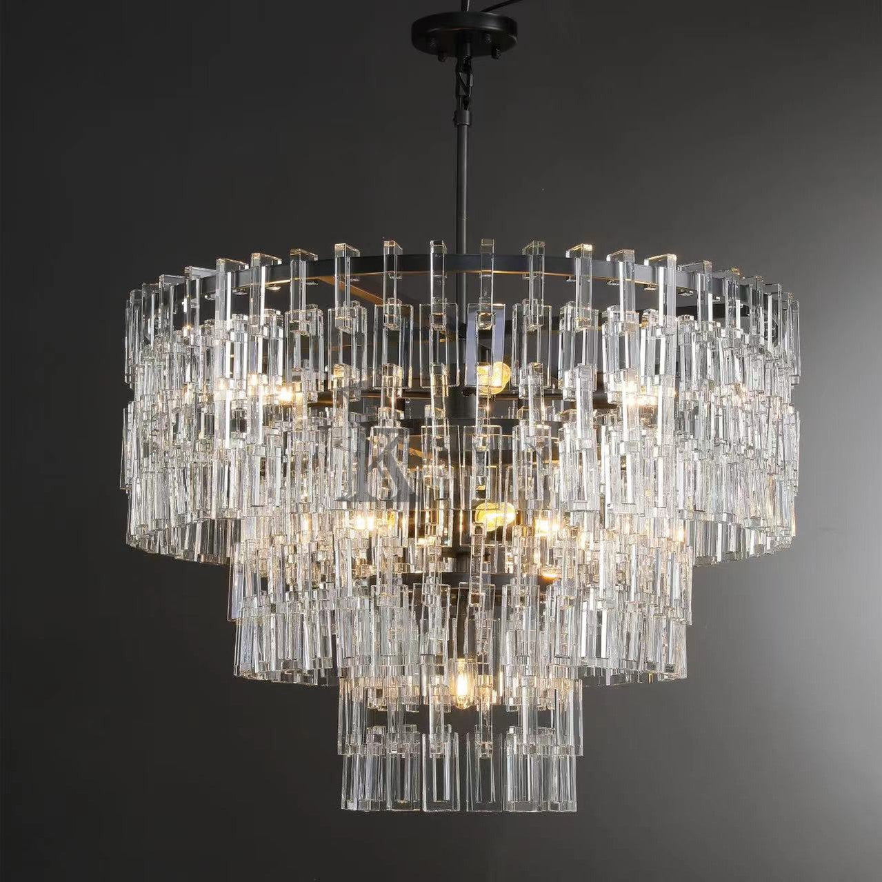 Momela Modern Tiered Round Crystal Chandelier 36'', 48", 60" chandelier Kevin Studio Inc 36" Matte Black