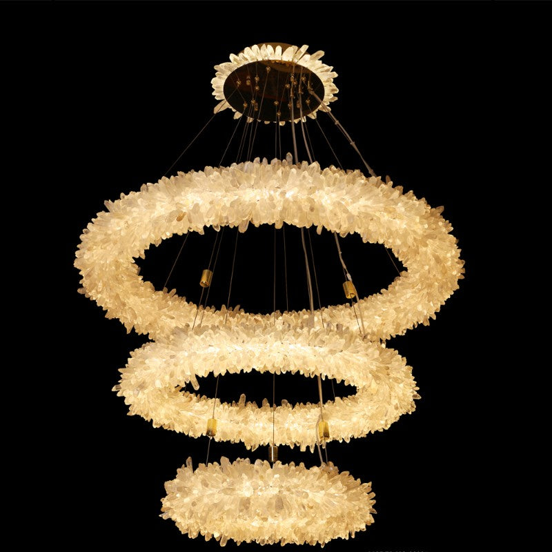 Baline 3 Tiers Modern Geode Quartz Crystal LED Ring Chandelier Chandelier Kevin Studio Inc