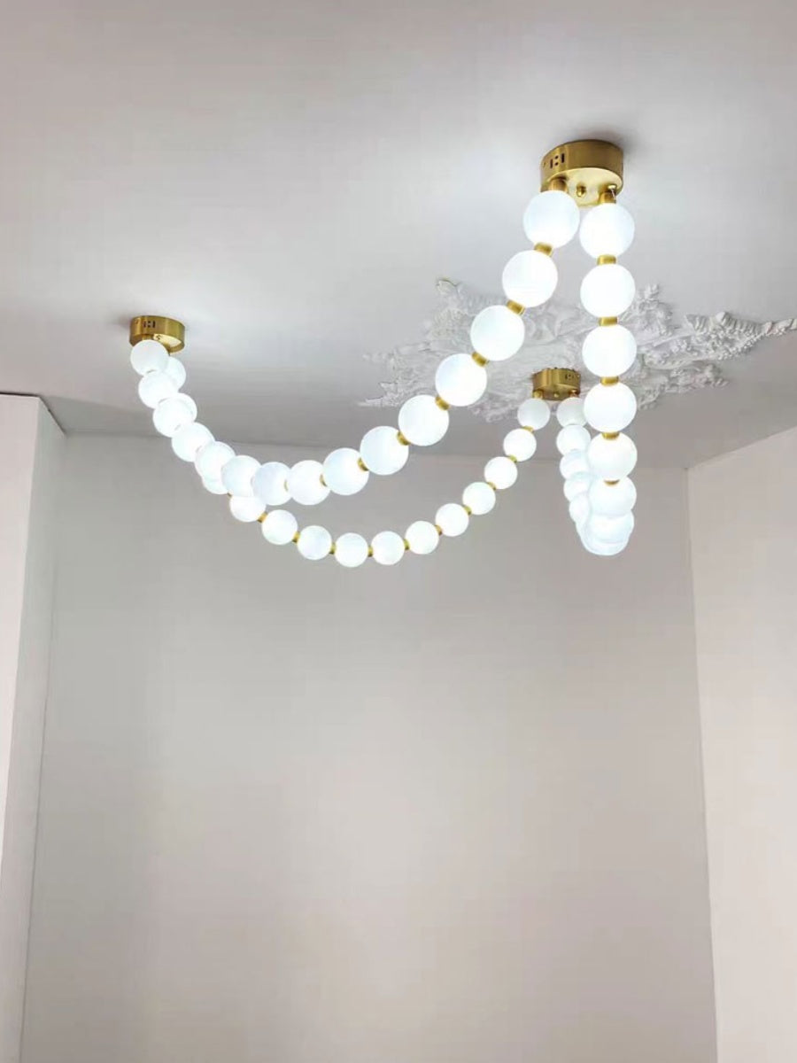 Pearl Necklance Chain Grand Duplex Staircase Chandelier Chandeliers Kevinstudiolives