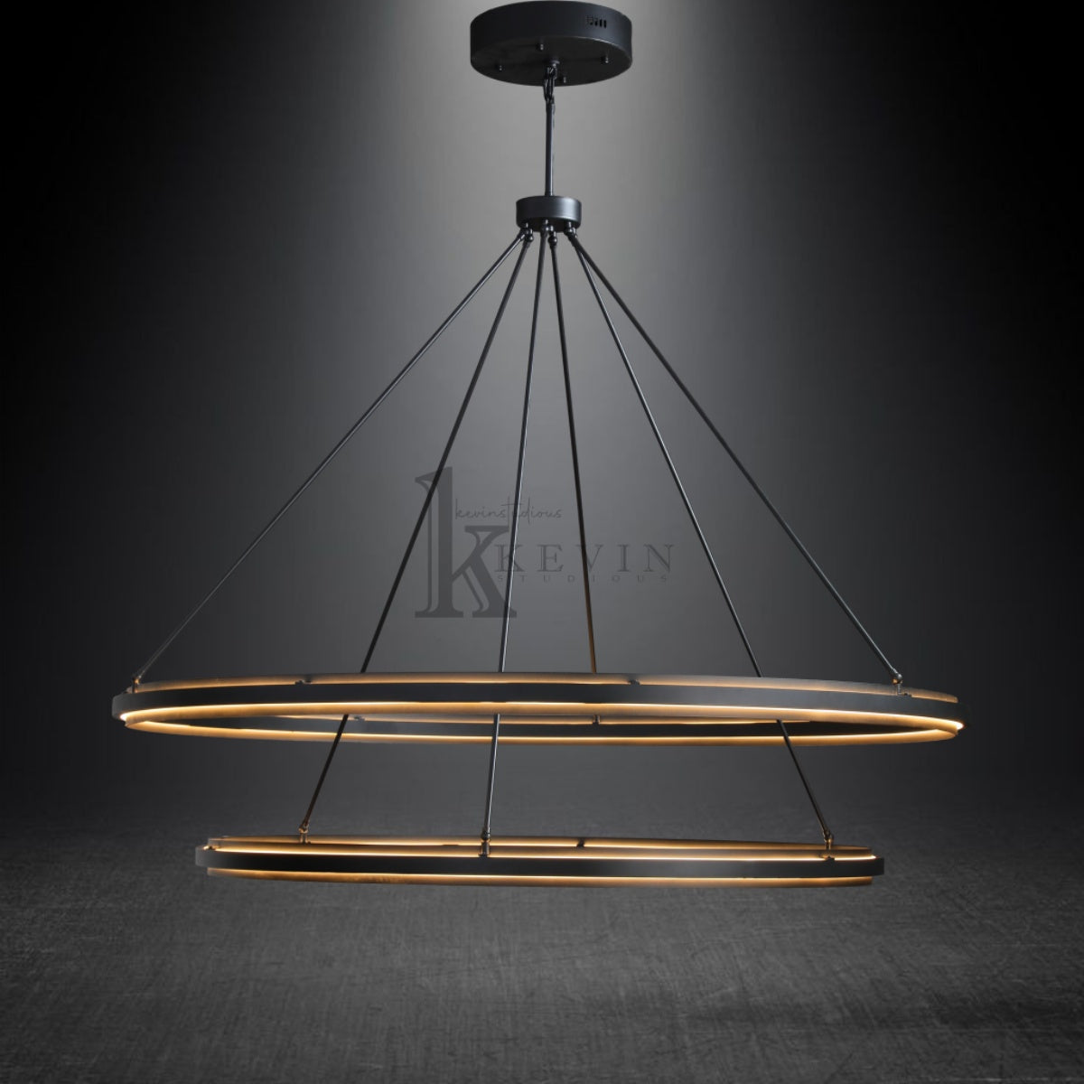 Peral Round & Retangular Black Chandelier