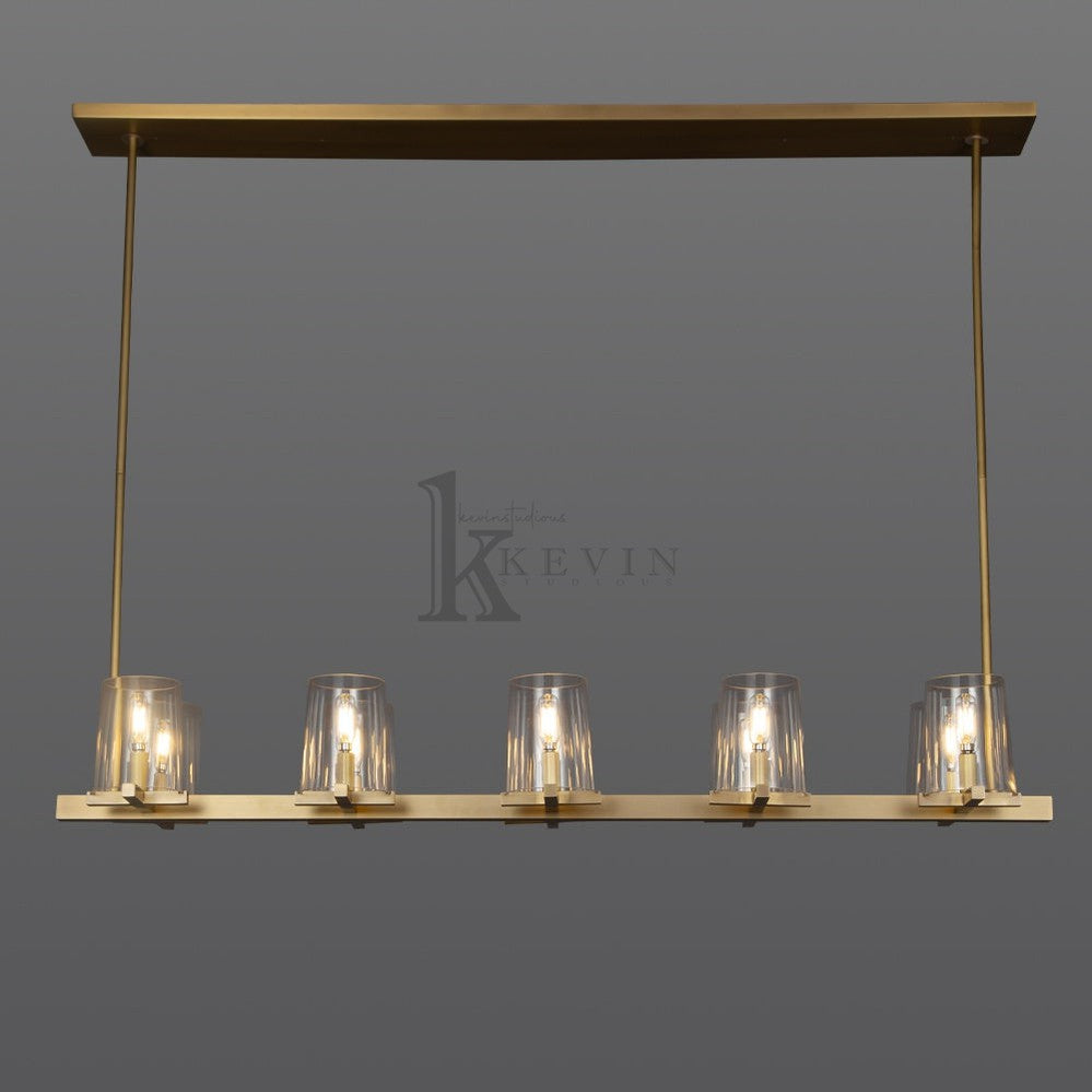Korle Modern Clear Glass Linear Chandelier 49", 60" chandelier Kevin Studio Inc 49" Lacquered Burnished Brass