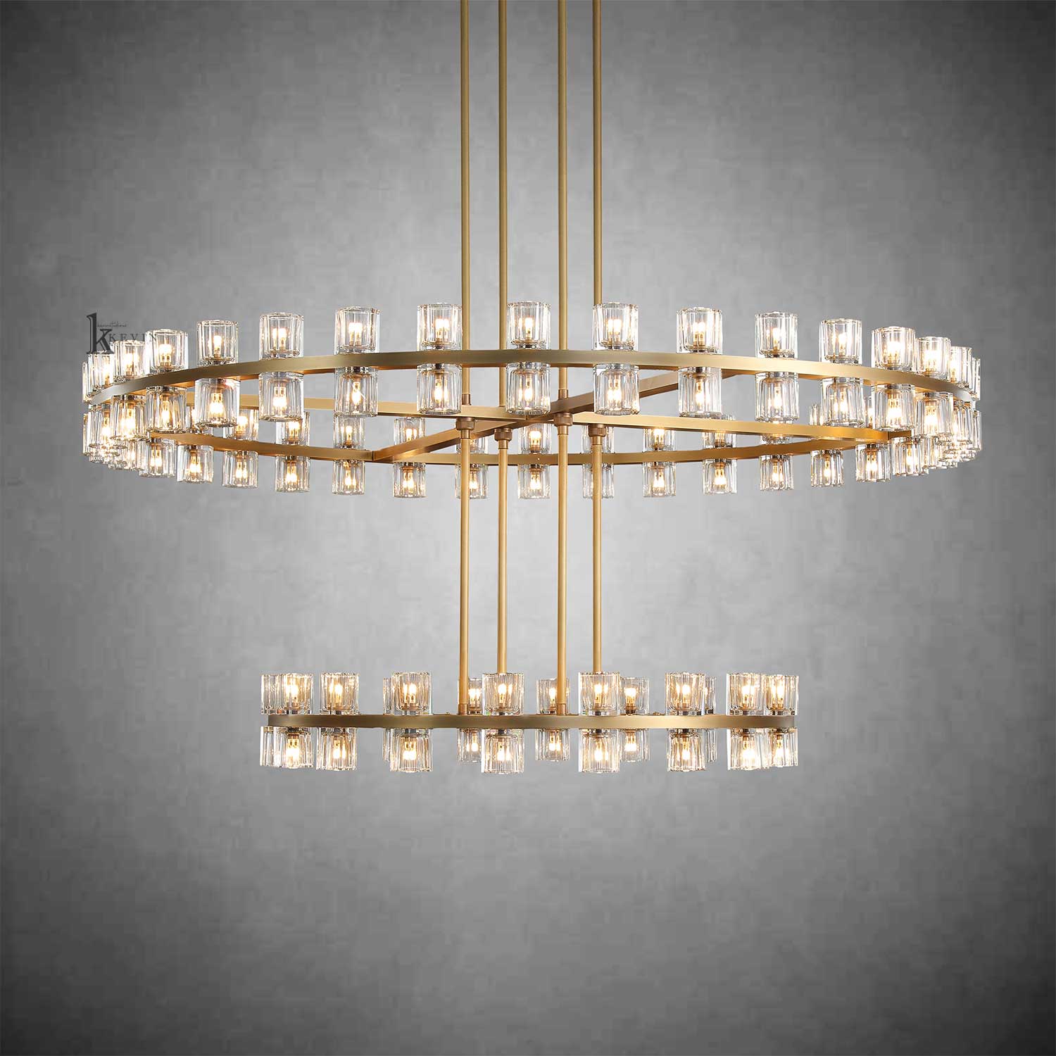 Avelon Crystal 2-Tier Round Chandelier 60"