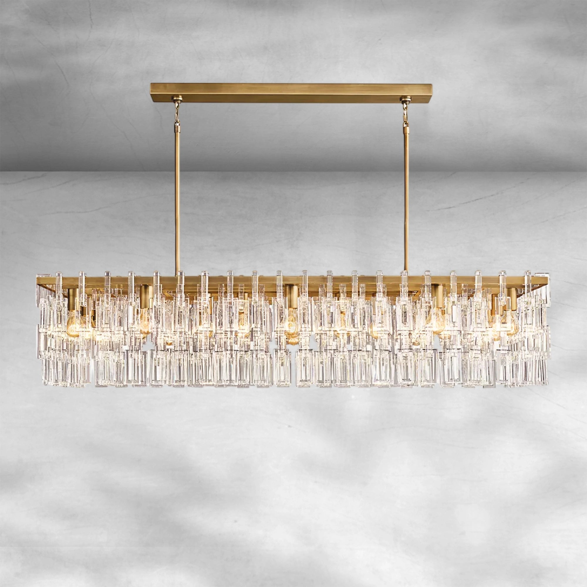 Marigan Crystal Rectangle Chandelier 60" Over Dining Table