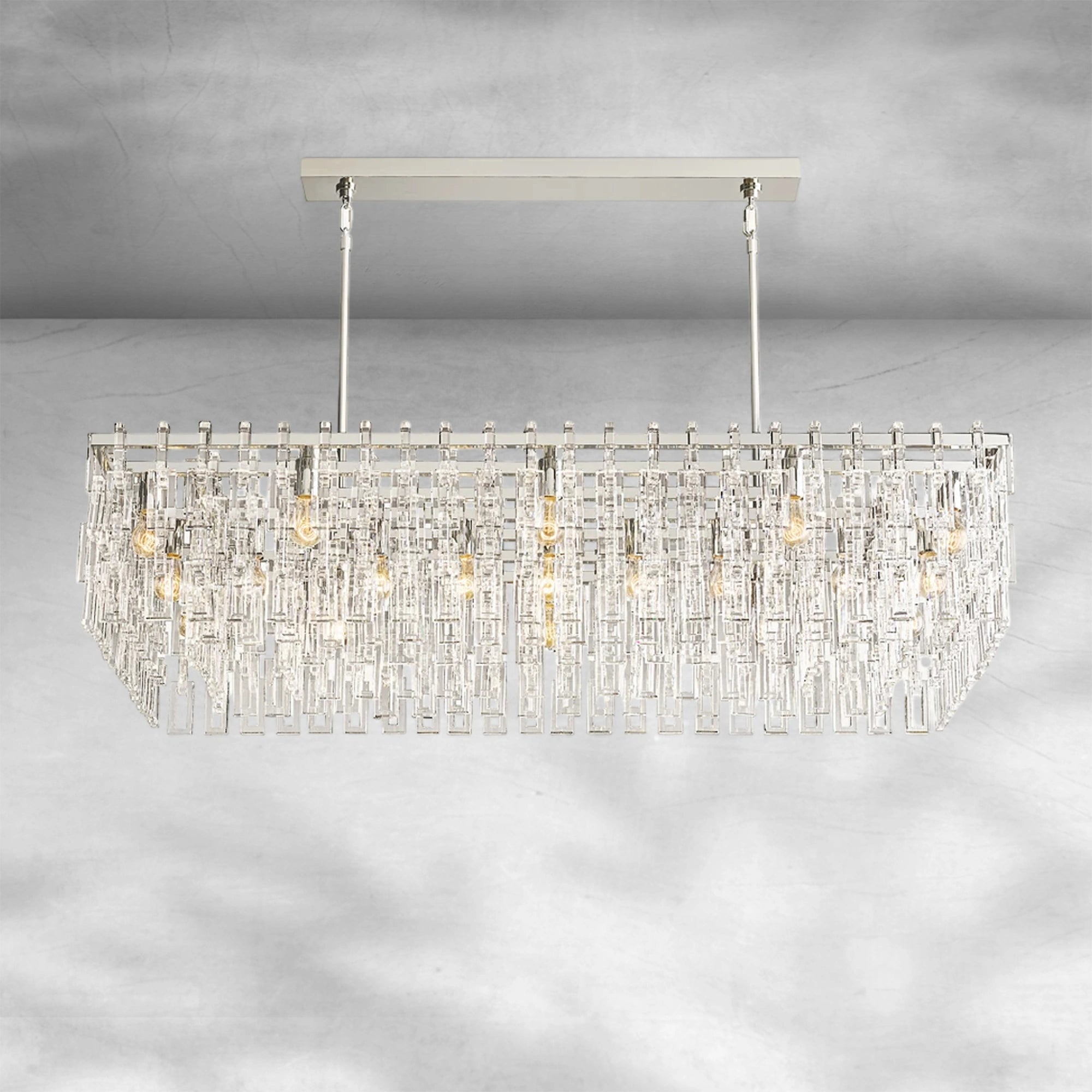Marigan Crystal Rectangle Chandelier 60" Over Dining Table