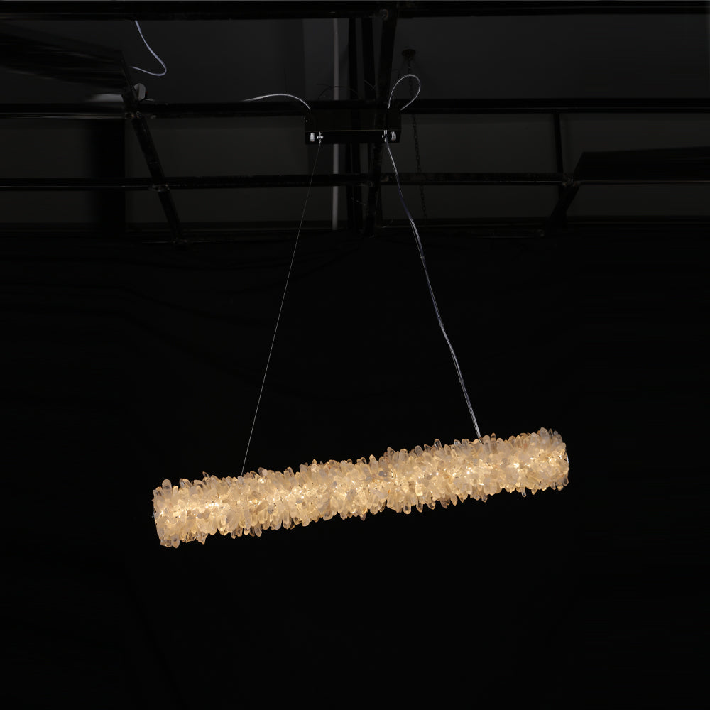Modern Rock Crystal Geode Quartz Crystal Chandelier, Linear Pendant Light Chandelier Kevin Studio Inc