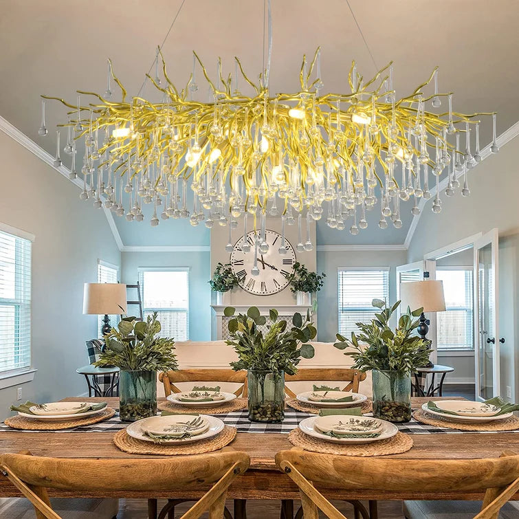 Stunning Tree Branch Crystal Chandelier With Clear Teardrop-shaped Glass Living/Dining Room Ceiling Lamp/Light Chandeliers Kevinstudiolives