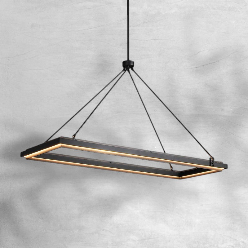 Peral Round & Retangular Black Chandelier