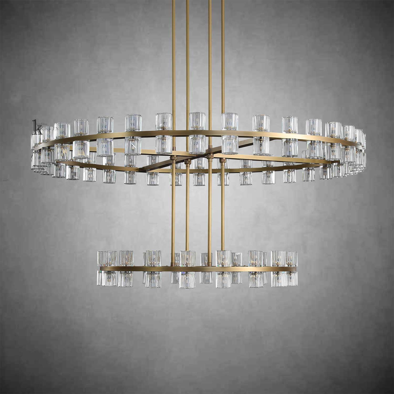 Avelon Crystal 2-Tier Round Chandelier 60"