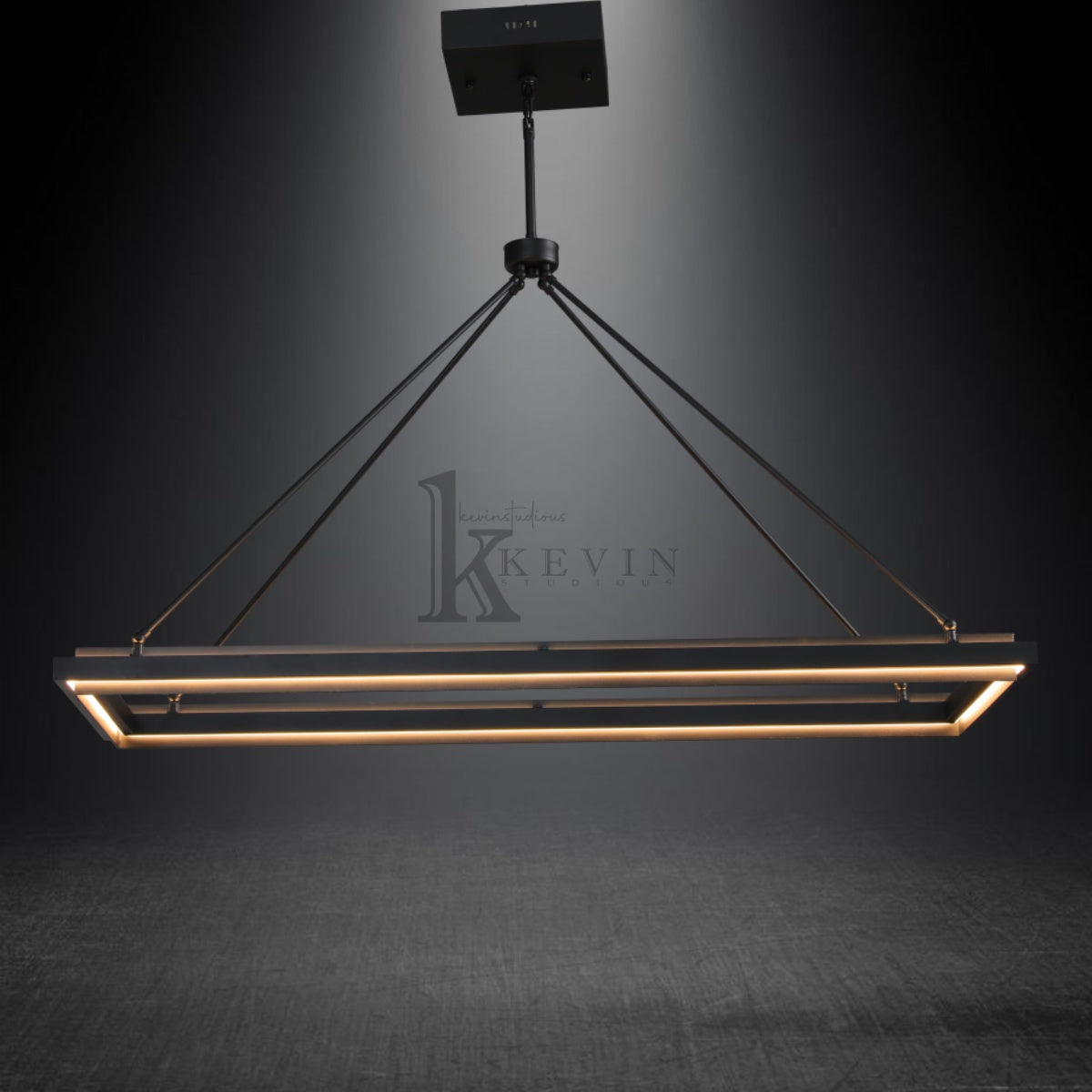 Peral Round & Retangular Black Chandelier