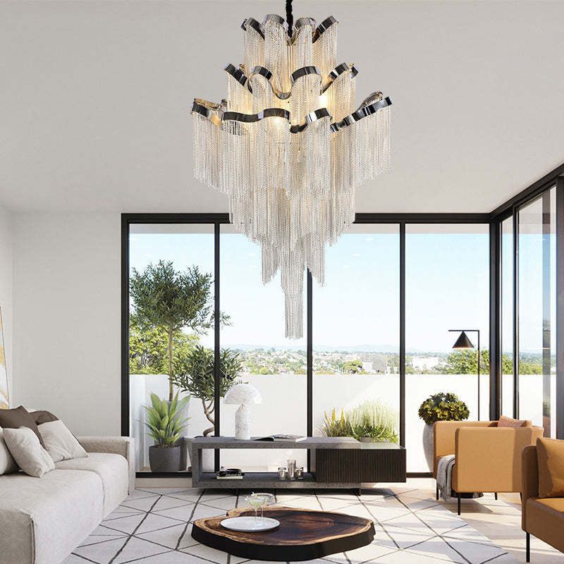 Kevin Glenn Aluminum Chain Tassel Stream Chandelier Chandeliers Kevinstudiolives