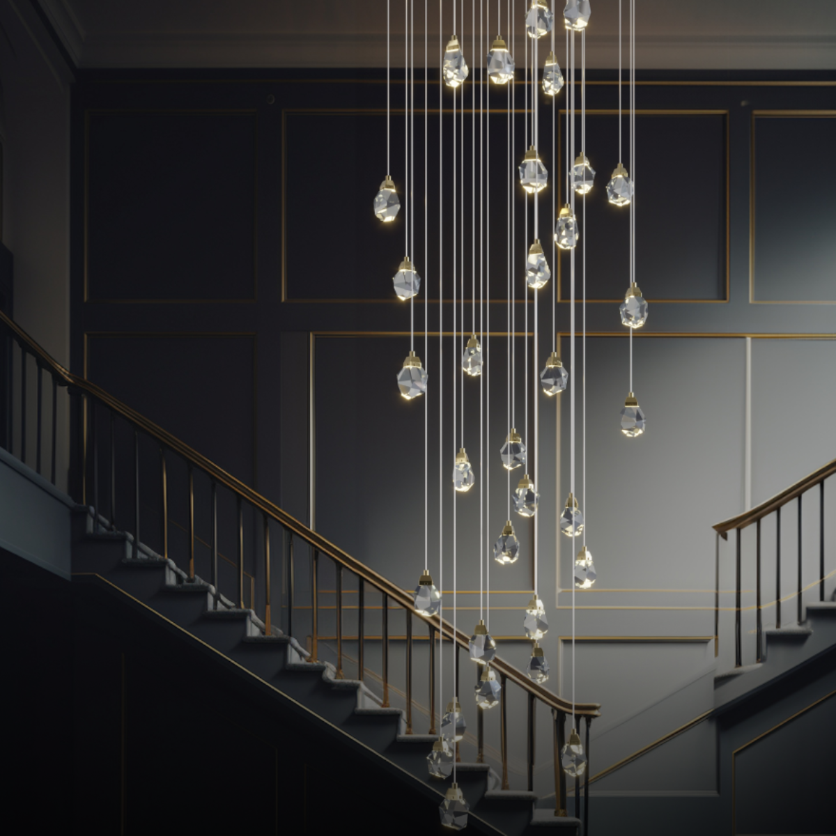 Masonry Faceted Crystal Prisms Chandelier Chandelier Kevin Studio 39.4"- 46 lights