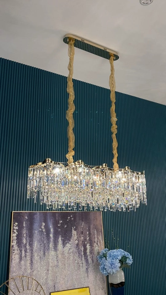 Crystal Chandelier For Living Room/Bedroom Chandeliers Kevinstudiolives Rectangle: L39.4" Warm Light