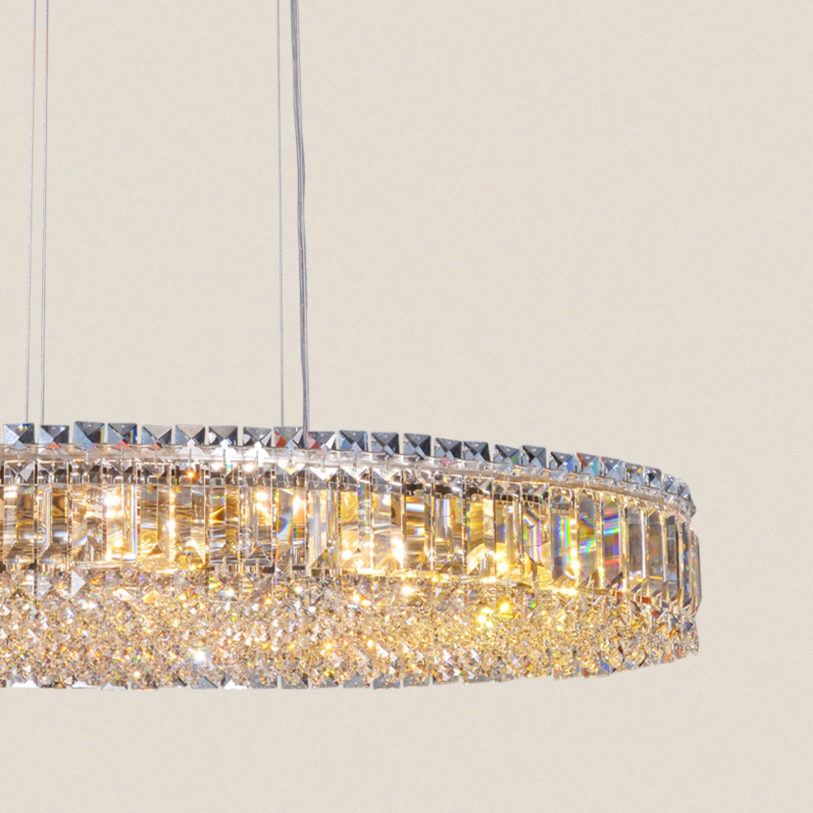 Modern Round Crystal Ring Chrome Chandelier