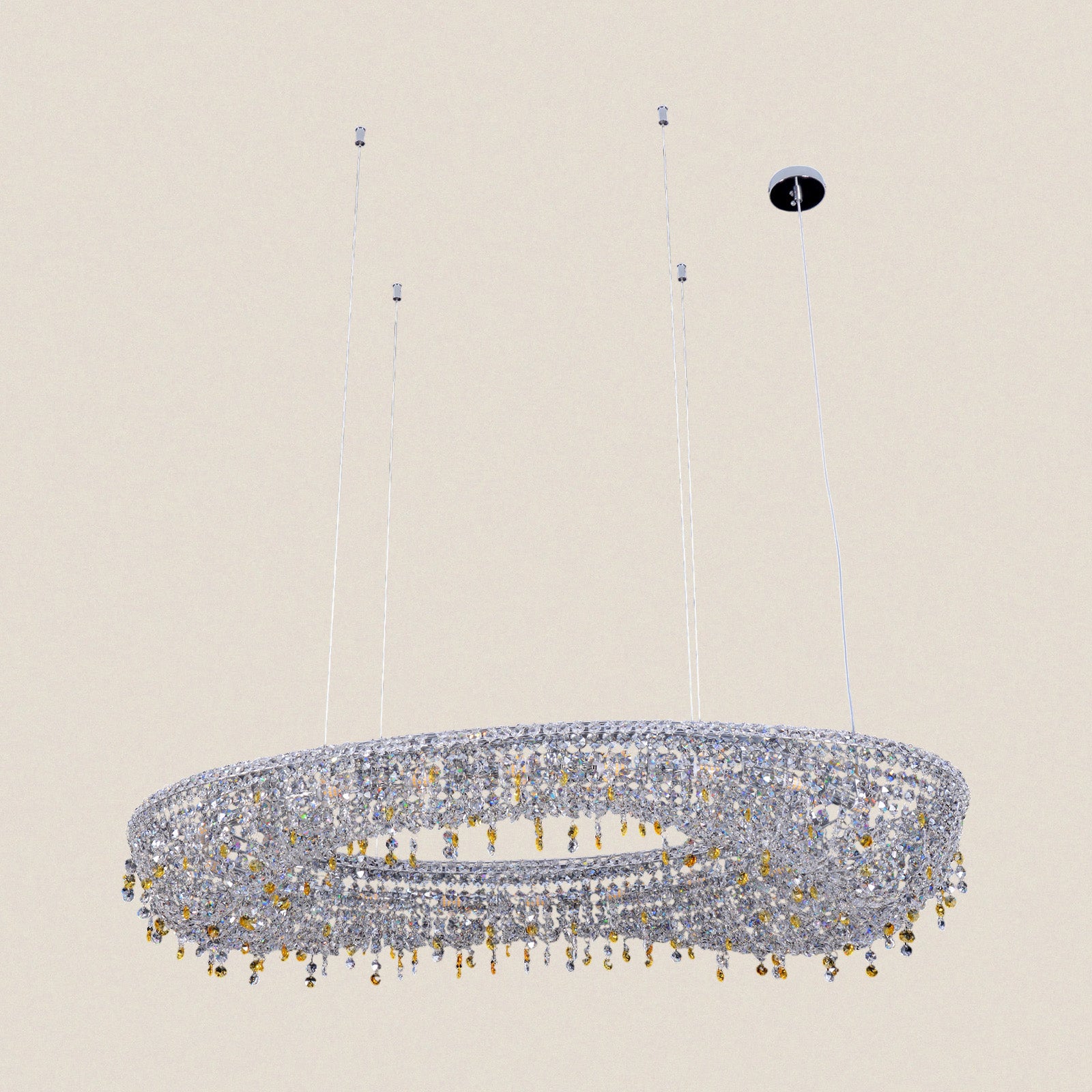 Modern Oval Crystal Luxury Suspended Chandelier