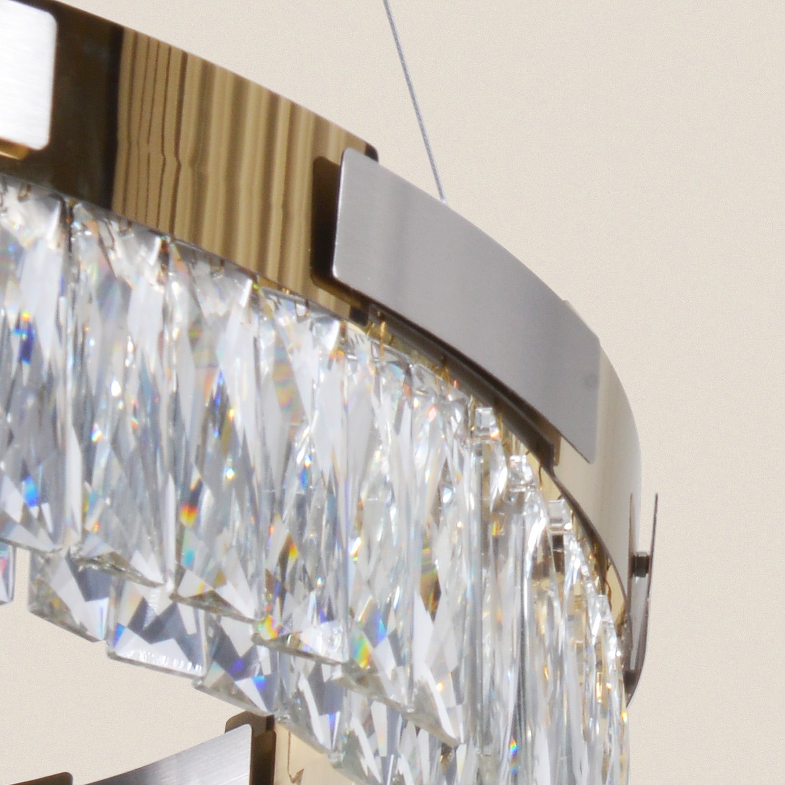 Modern Oval Crystal Gold Finish Pendant Chandelier