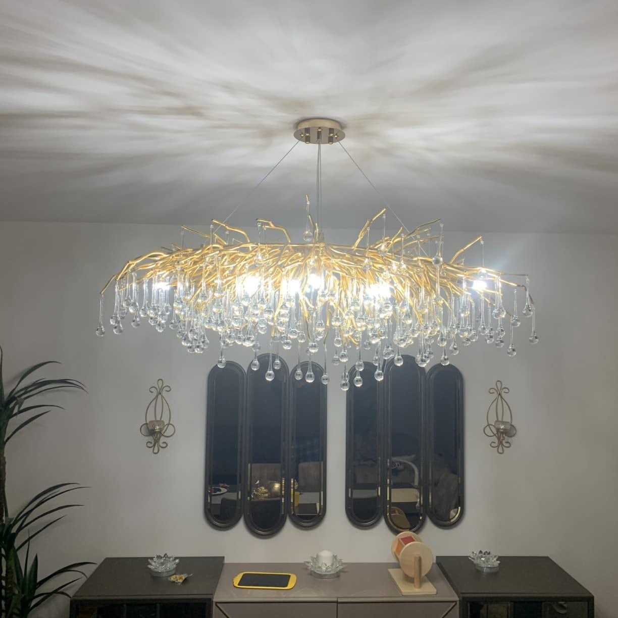 Stunning Tree Branch Crystal Chandelier With Clear Teardrop-shaped Glass Living/Dining Room Ceiling Lamp/Light Chandeliers Kevinstudiolives