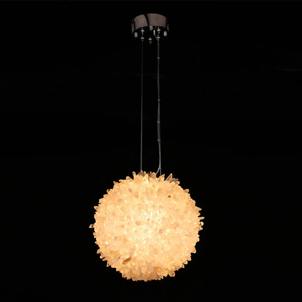 Clear Geode Quartz Crystal Ball Modern Pendant Light Chandelier Kevin Studio Inc