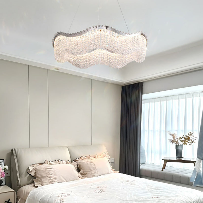 Modern Minimalist Crystal Living Room Pendant Light Kevin Studio 31.5" D x 7.09" H