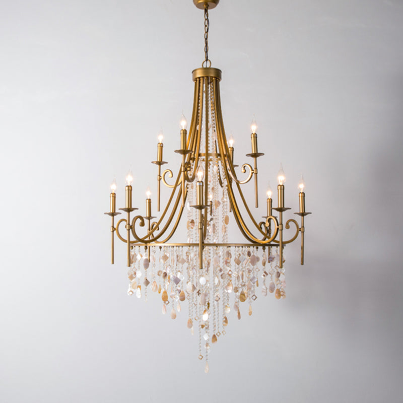 Seraphina French Vintage Crystal Large Chandelier Kevin Studio 37.4" D x 55.12" H/8+4 Lights Brushed Gold