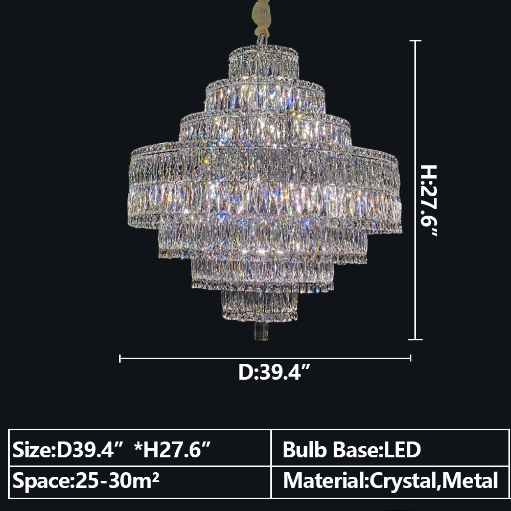 Delicate Light Luxury Multi-layers Silver Round Crystal Chandelier For Living/Dining Room/Bedroom/Cloakroom Chandeliers, Dining Room Kevinstudiolives 7 Layers: D 39.4"*H 27.6" Warm Light