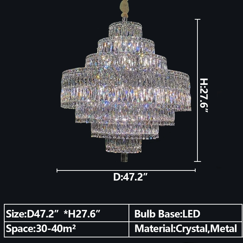 Delicate Light Luxury Multi-layers Silver Round Crystal Chandelier For Living/Dining Room/Bedroom/Cloakroom Chandeliers, Dining Room Kevinstudiolives 7 Layers: D 47.2"*H 27.6" Warm Light