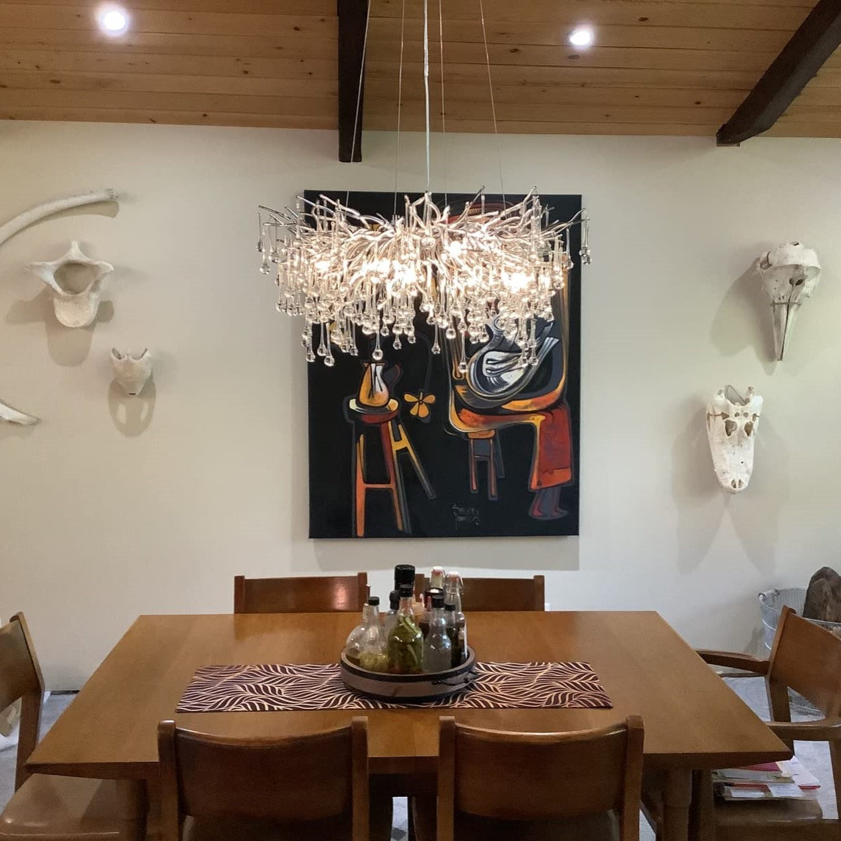Stunning Tree Branch Crystal Chandelier With Clear Teardrop-shaped Glass Living/Dining Room Ceiling Lamp/Light Chandeliers Kevinstudiolives Round D25.6”*H15.8”/8 Lights Chrome Warm Light