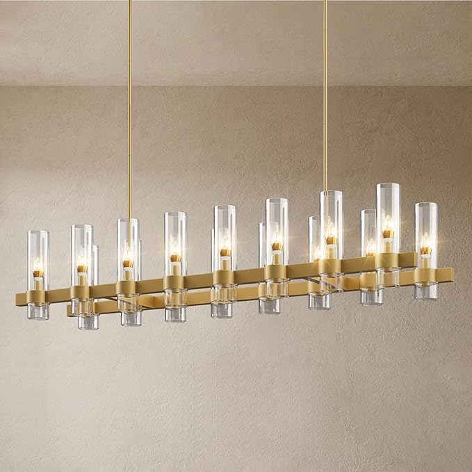 Brass Kitchen Island Lighting Linear Chandelier Rectangle Pendant Light
