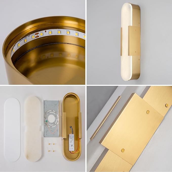 Elegant Alabaster Wall Sconces Set Natural Marble Brass Bedside Lighting Fixtures 13.8" 19.7"