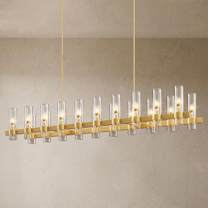 Brass Kitchen Island Lighting Linear Chandelier Rectangle Pendant Light