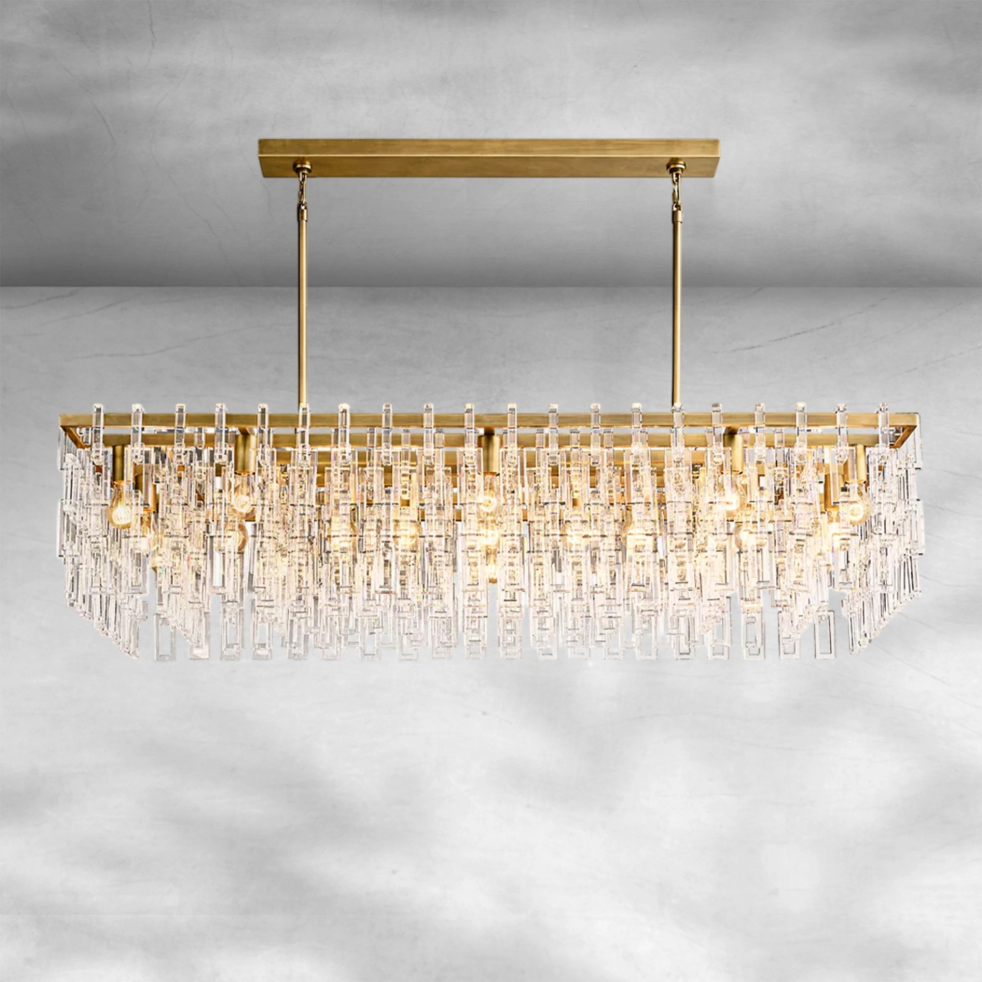 Marigan Crystal Rectangle Chandelier 60" Over Dining Table
