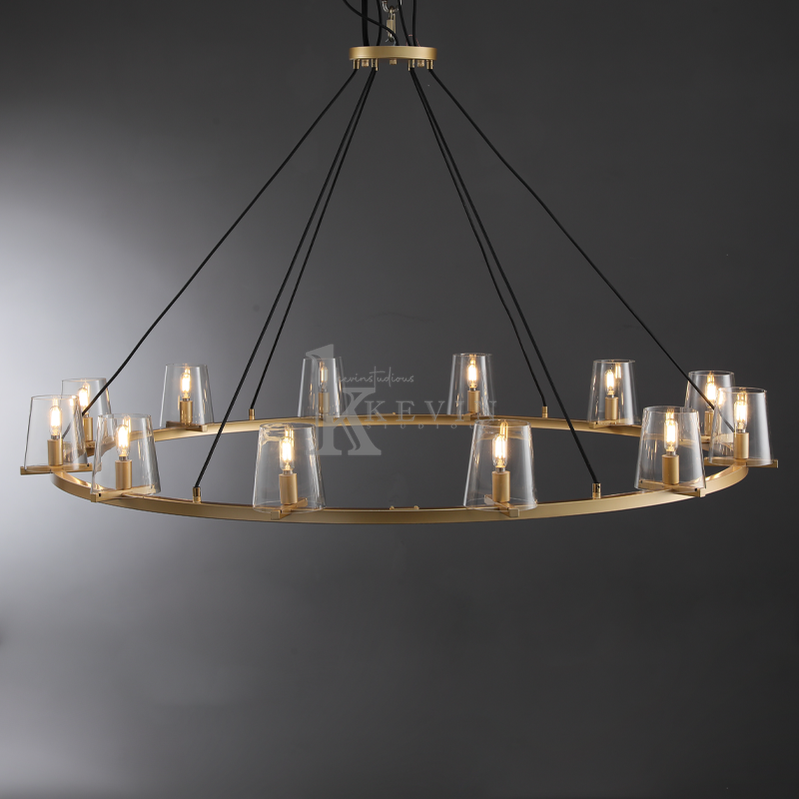 Korle Modern Round Clear Glass Chandelier 36", 48", 60" chandelier Kevin Studio Inc 60'' Lacquered Burnished Brass