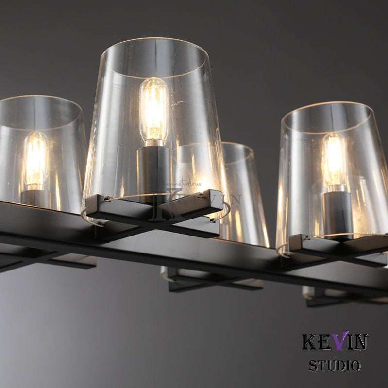 Korle Modern Clear Glass Linear Chandelier 49", 60" chandelier Kevin Studio Inc