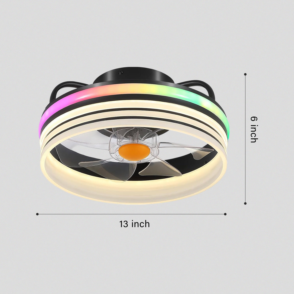 Modern LED Flush Mount Ceiling Fan Light 13"