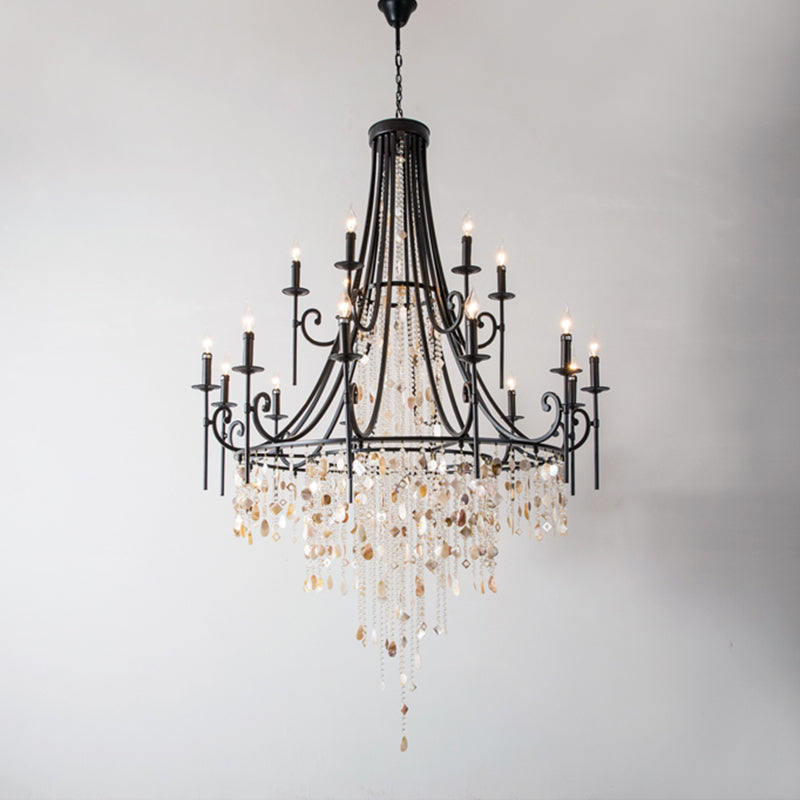 Seraphina French Vintage Crystal Large Chandelier Kevin Studio 47.24" D x 70.87" H/12+6 Lights Black