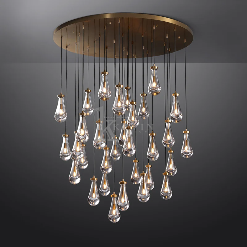 Camelia Raindrop Modern Round Chandelier 18'' 36'' 47'' 60" chandelier Kevin Studio Inc 60'' Vintage Brass
