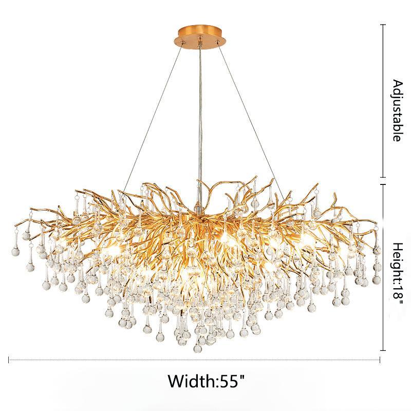 Kevin Tree Branch Kala Gold Branch Crystal Chandelier Chandeliers Kevinstudiolives W 140 cm x H 65 cm