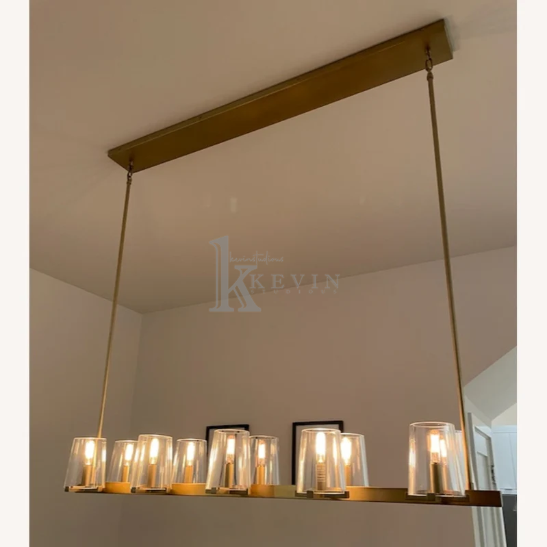 Korle Modern Clear Glass Linear Chandelier 49", 60" chandelier Kevin Studio Inc
