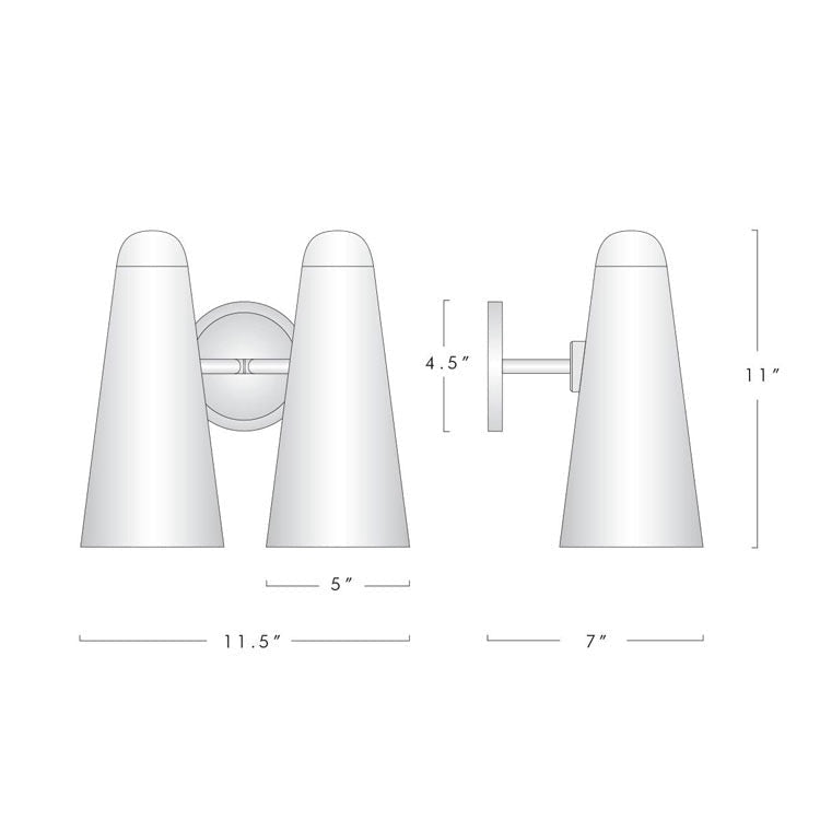 Lydia White Ceram Double Shade Wall Sconce Herman Lighting