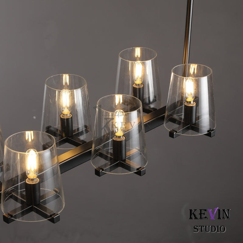 Korle Modern Clear Glass Linear Chandelier 49", 60" chandelier Kevin Studio Inc