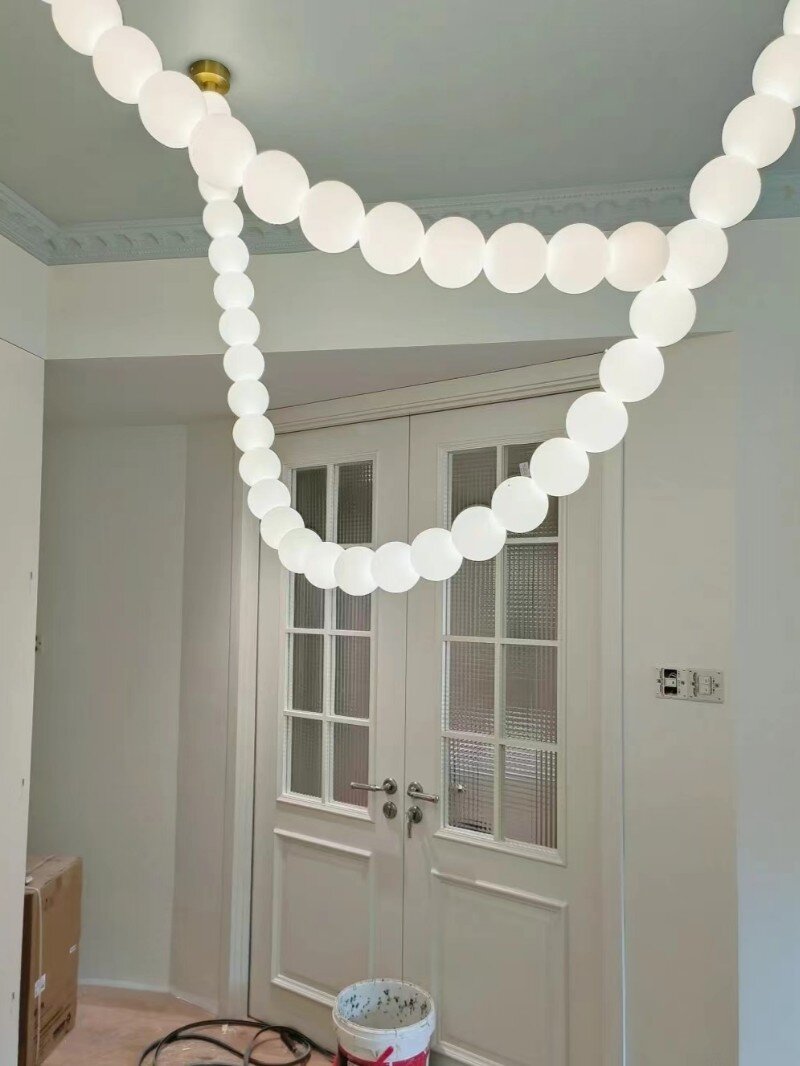 Pearl Necklance Chain Grand Duplex Staircase Chandelier Chandeliers Kevinstudiolives
