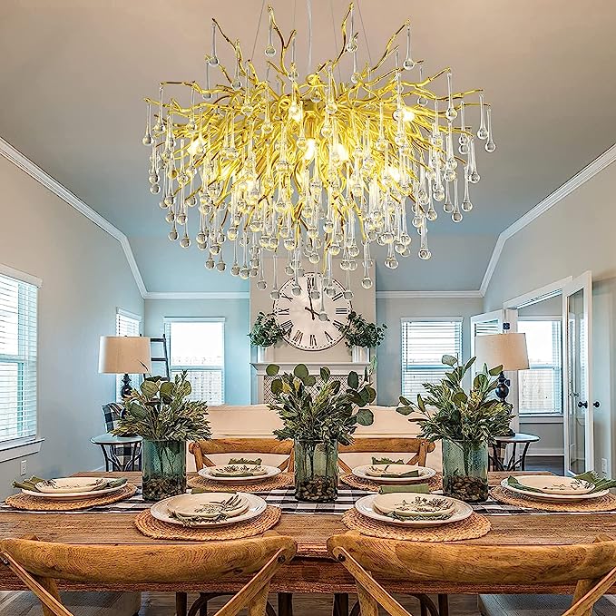 Stunning Tree Branch Crystal Chandelier With Clear Teardrop-shaped Glass Living/Dining Room Ceiling Lamp/Light Chandeliers Kevinstudiolives