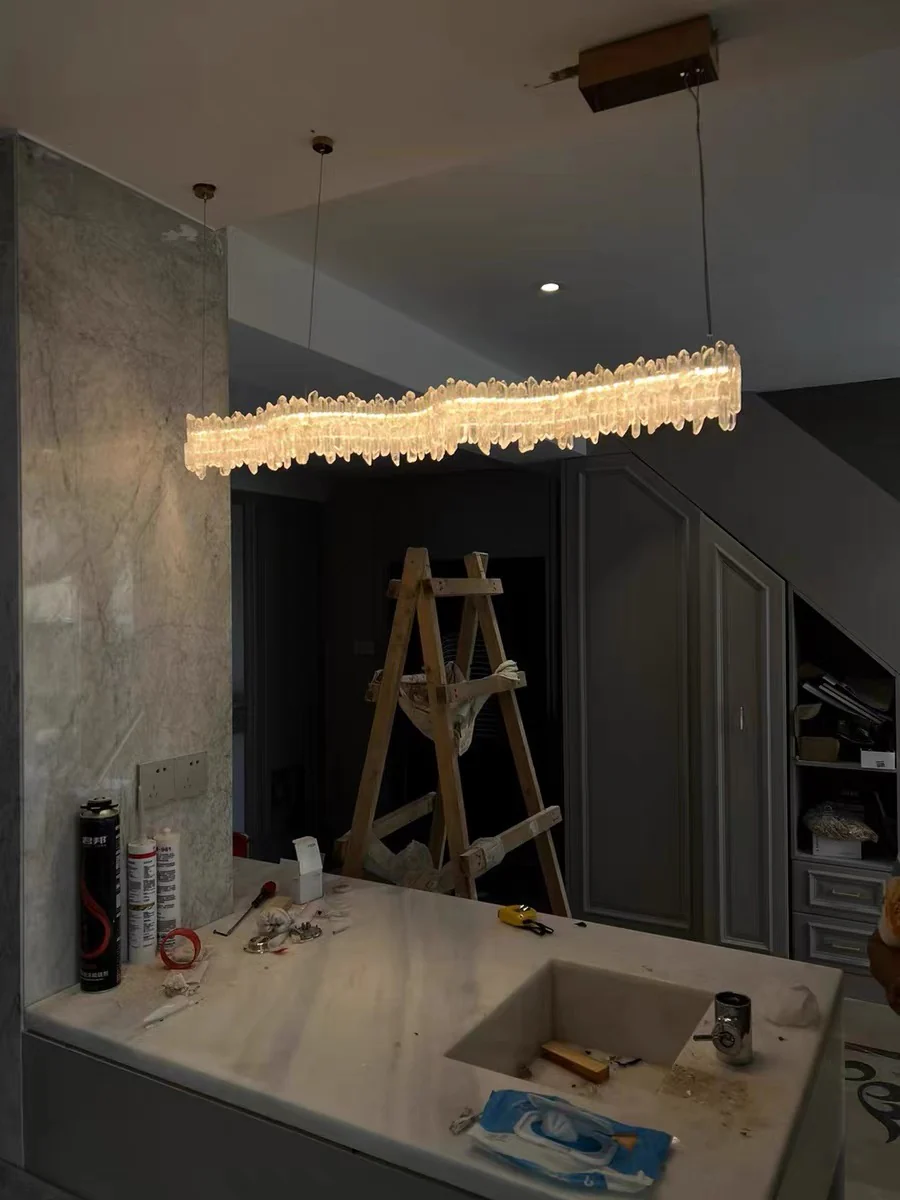 Rock Crystal Linear Chandelier