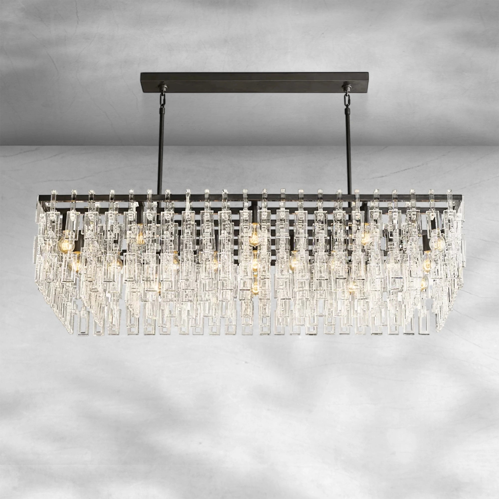 Marigan Crystal Rectangle Chandelier 60" Over Dining Table