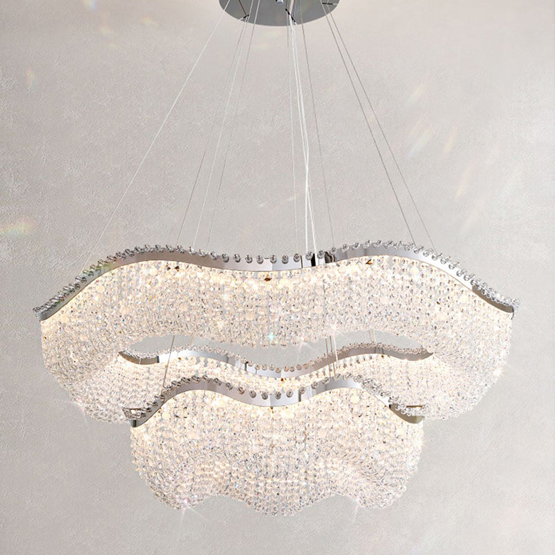 Modern Minimalist Crystal Living Room Pendant Light Kevin Studio 31.5" D/23.6" D x 19.7" H