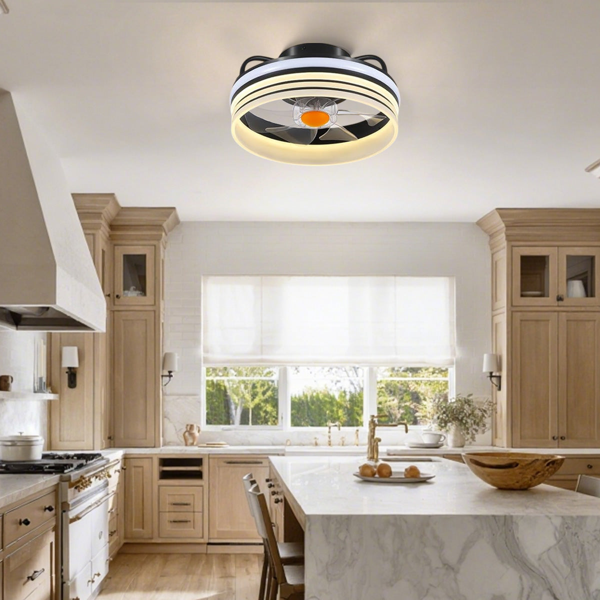 Modern LED Flush Mount Ceiling Fan Light 13"