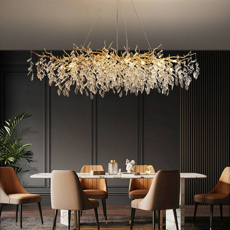 Kevin Tree Branch Chandelier Crystals on Dining Room Table Chandeliers Kevinstudiolives