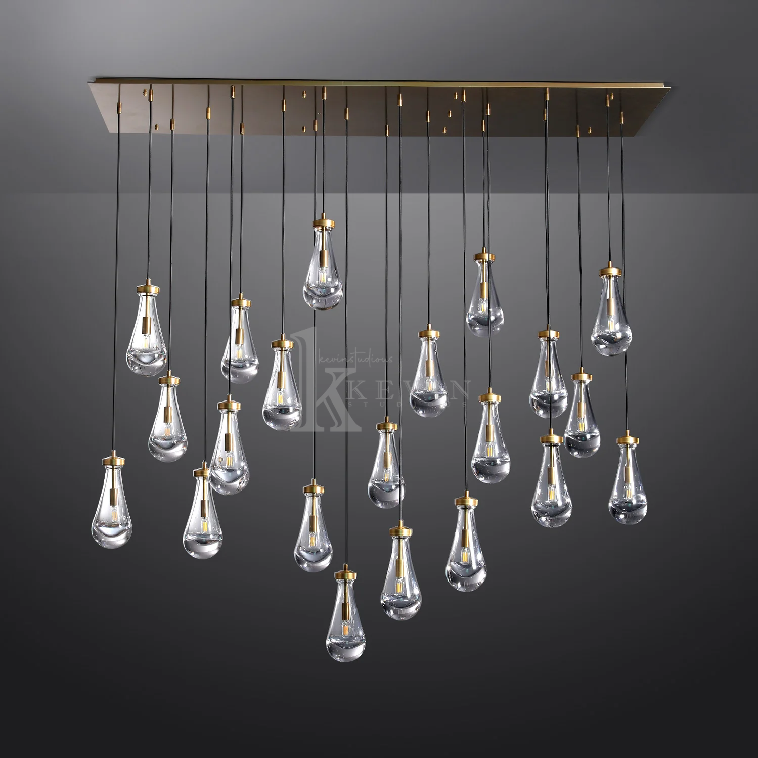 Camelia Raindrop Modern Linear Chandelier 54‘’, 72" chandelier Kevin Studio Inc